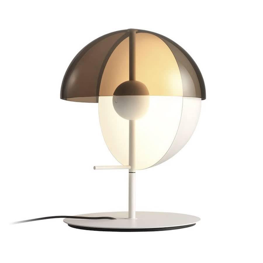 Theia Table Lamp - sculptural table lamp with eclipsing curved shades