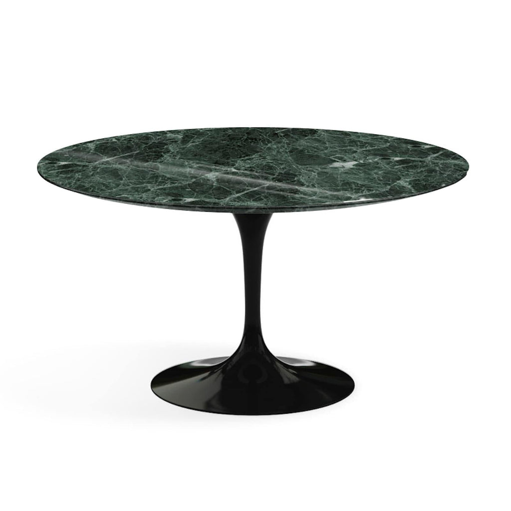 Pedestal Dining Table - Marble Top - round marble top on a single sculpted trumpet base