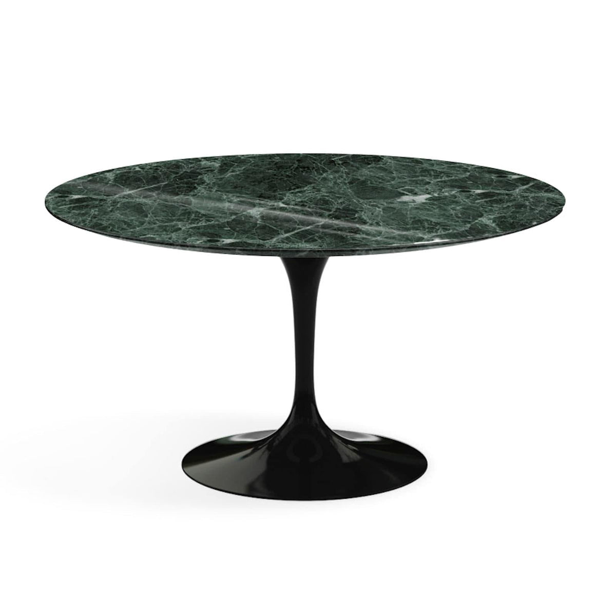 Pedestal Dining Table - Marble Top - round marble top on a single sculpted trumpet base