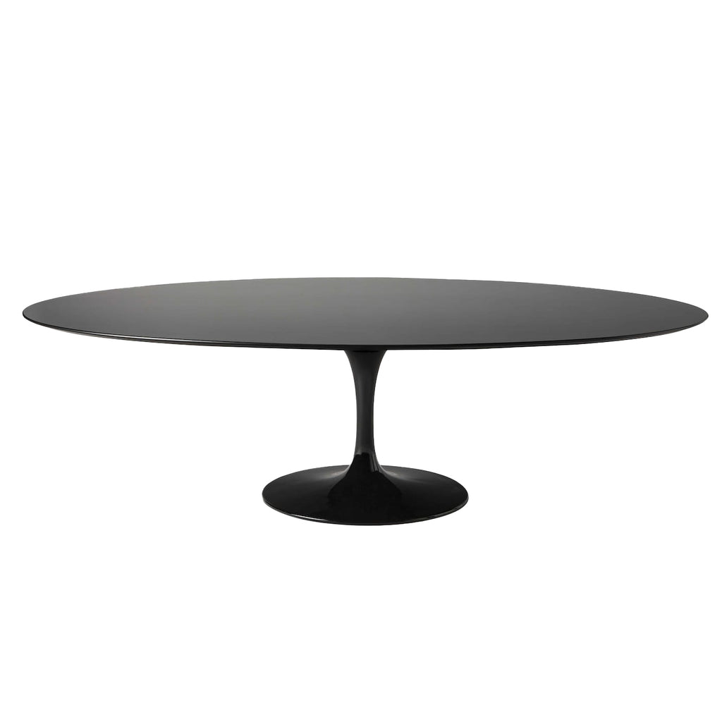 Oval Pedestal Dining Table - oval top on a single sculpted trumpet base