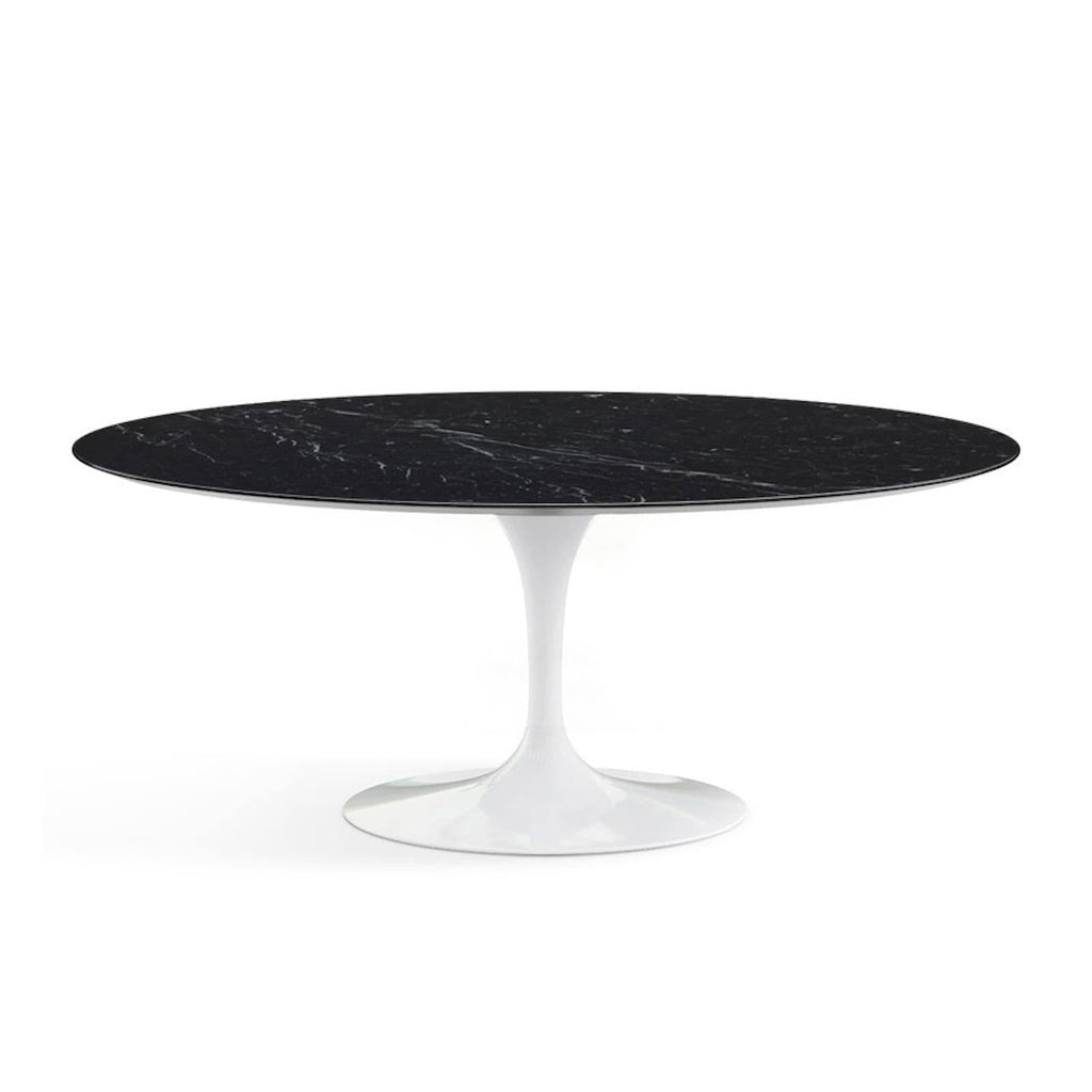 Oval Pedestal Dining Table - Marble Top - white or black base