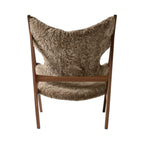 Knitting Lounge Chair - compact upholstered shell on short wooden legs