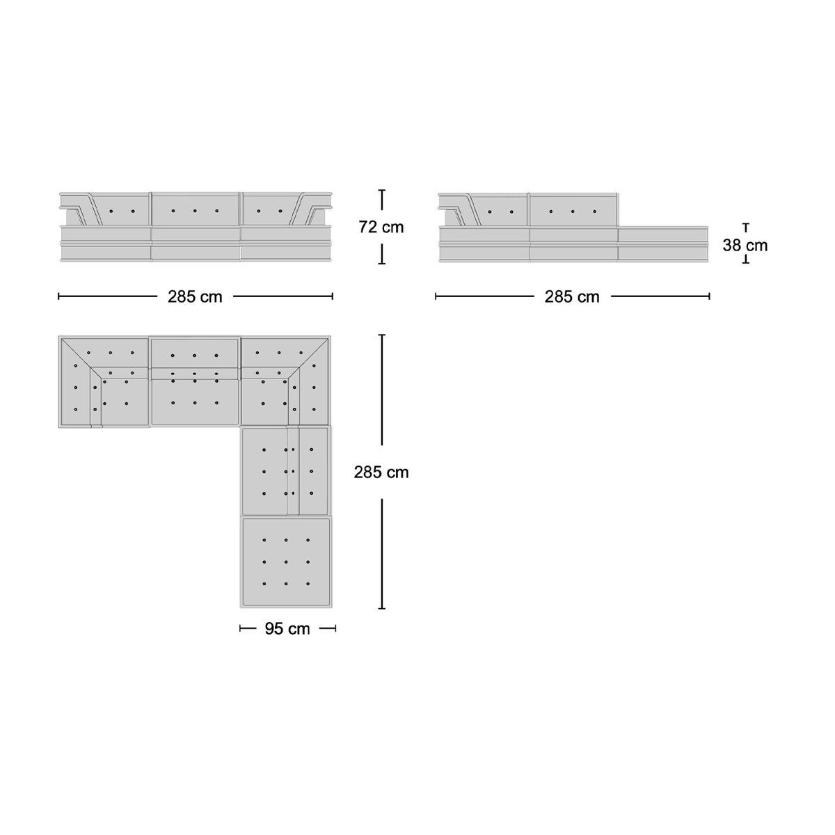 Mahjong Sofa - Combo 1 - Hans Hopfer-inspired low modular sofa