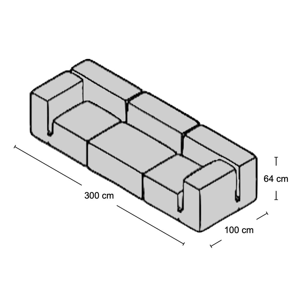 Le Mura 3-Seater Sofa - low modular sofa from Nue Modern