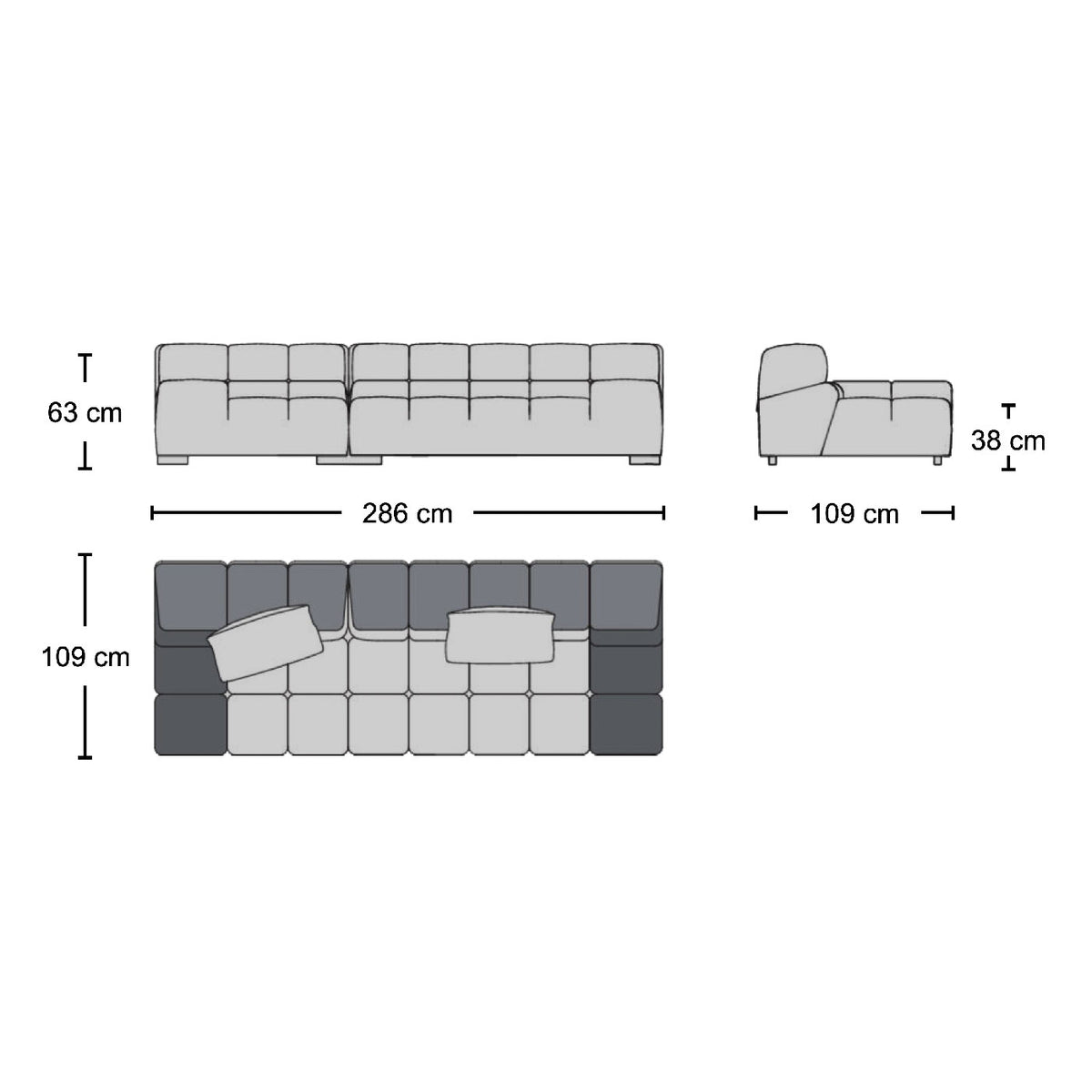 Tufty 3-Seater Sofa - quilted three-seater from Nue Modern