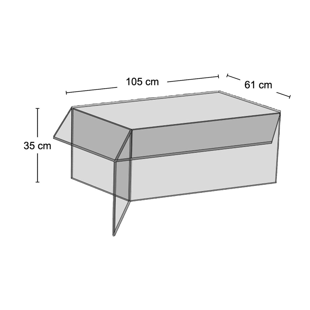 Isom Oblong Coffee Table - rectangular glass coffee table with angled glass supports
