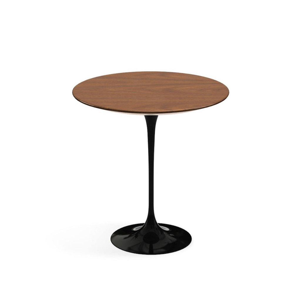 Pedestal Side Table - Wood Top - round wood top on a single trumpet base