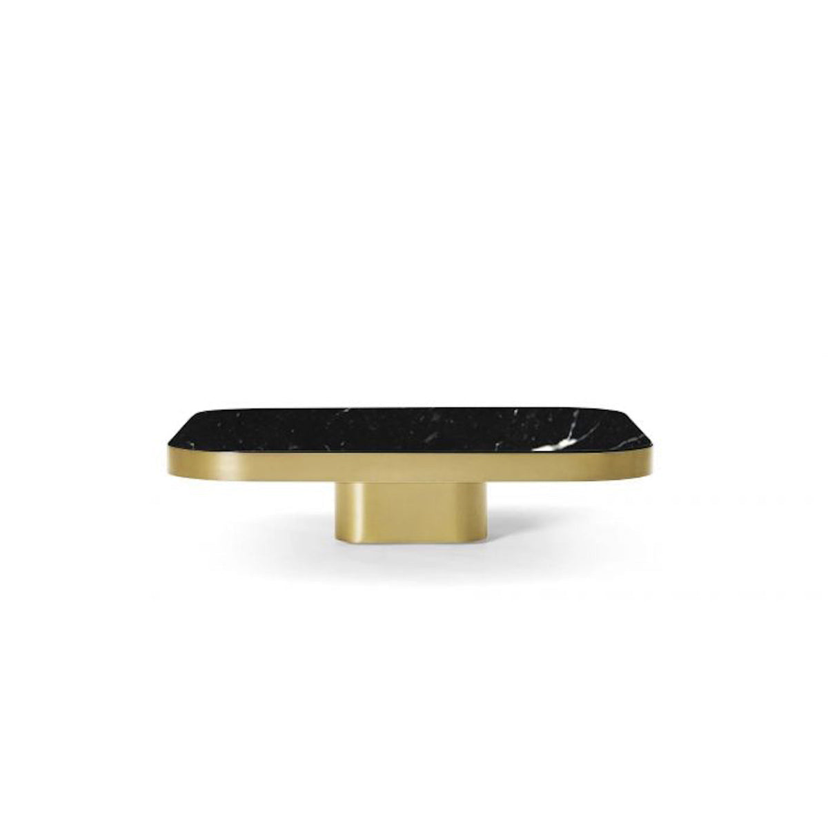 Bow Coffee Table No. 1 in brass with Nero Marquina marble top