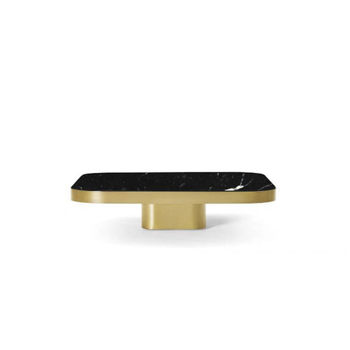 Bow Coffee Table No. 1 in brass with Nero Marquina marble top