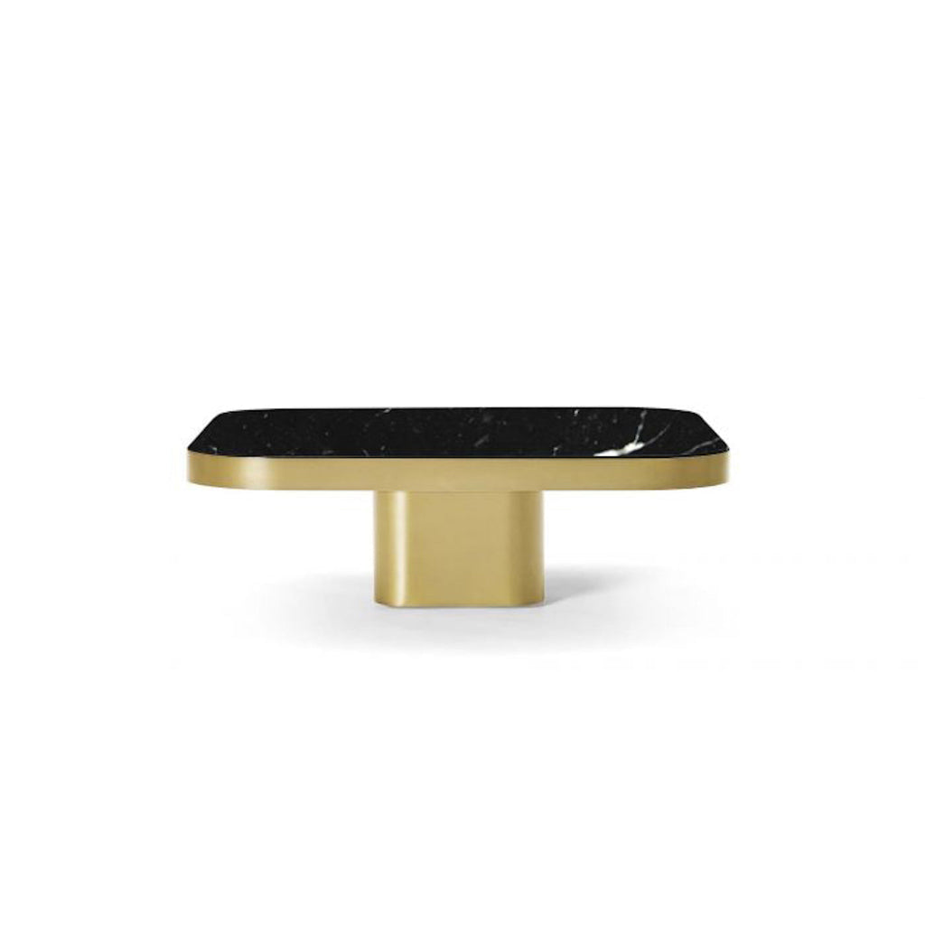 Bow Coffee Table No. 2 in brass with Nero Marquina marble top
