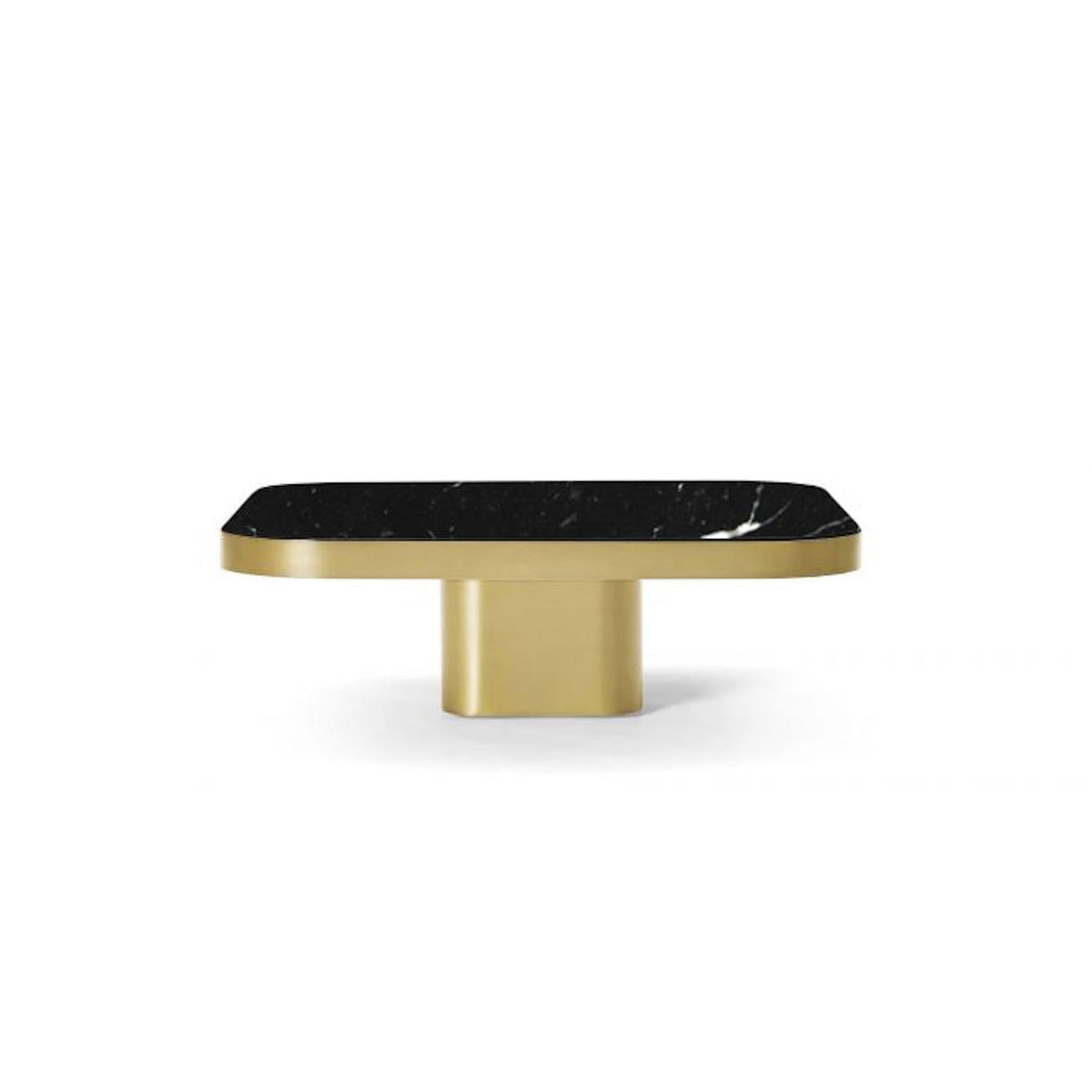 Bow Coffee Table No. 2 in brass with Nero Marquina marble top