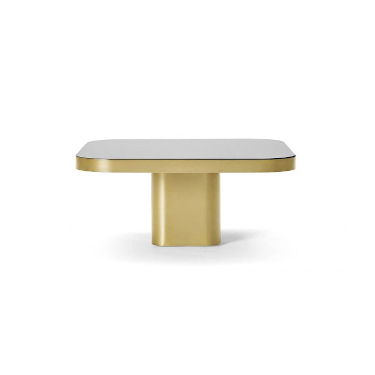 Bow Coffee Table No. 3 in brass with black lacquered glass top