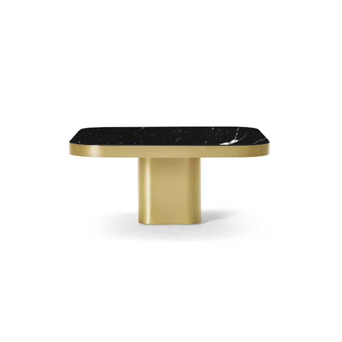 Bow Coffee Table No. 3 in brass with Nero Marquina marble top