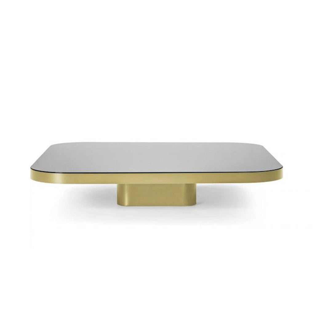 Bow Coffee Table No. 4 in brass with black lacquered glass top