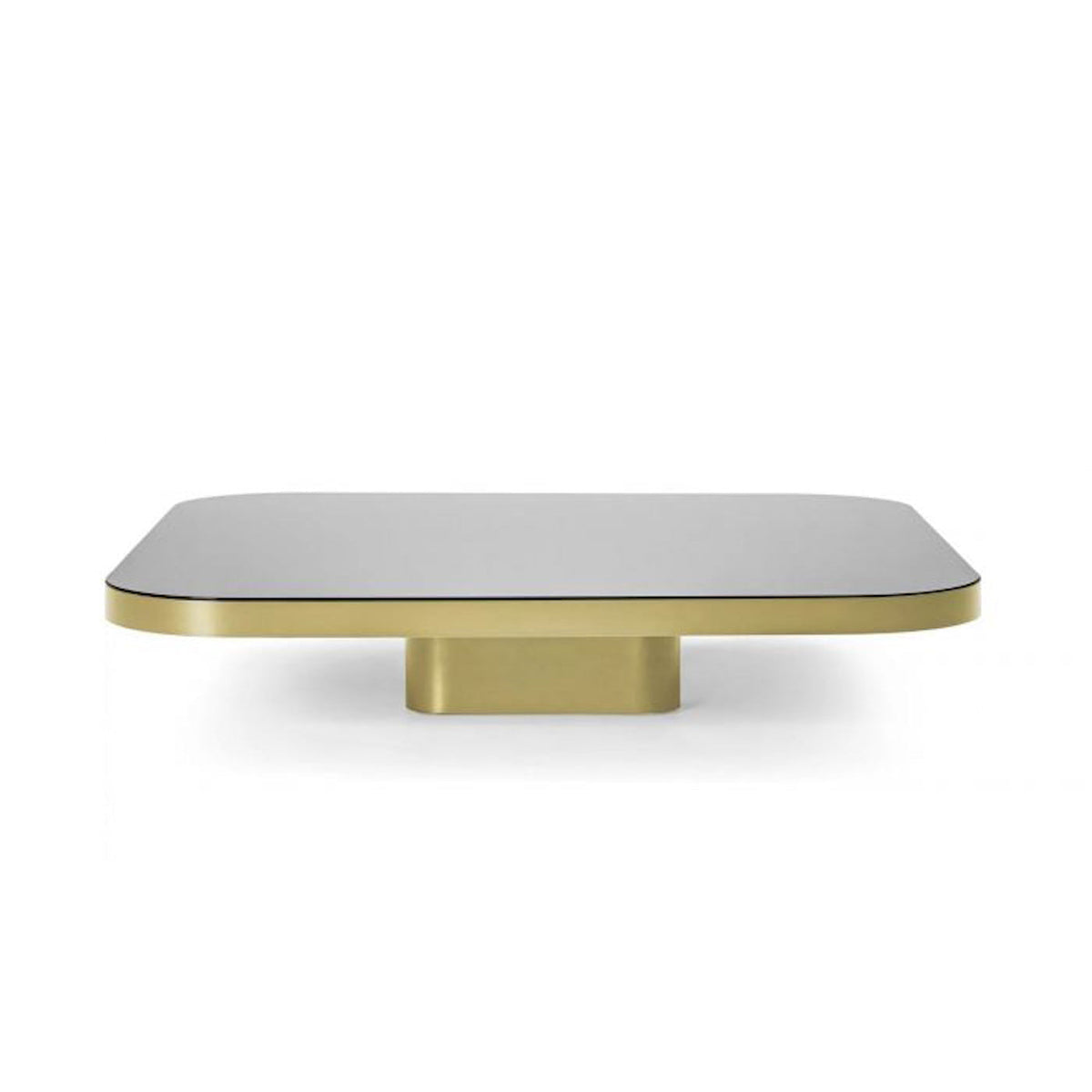 Bow Coffee Table No. 4 in brass with black lacquered glass top