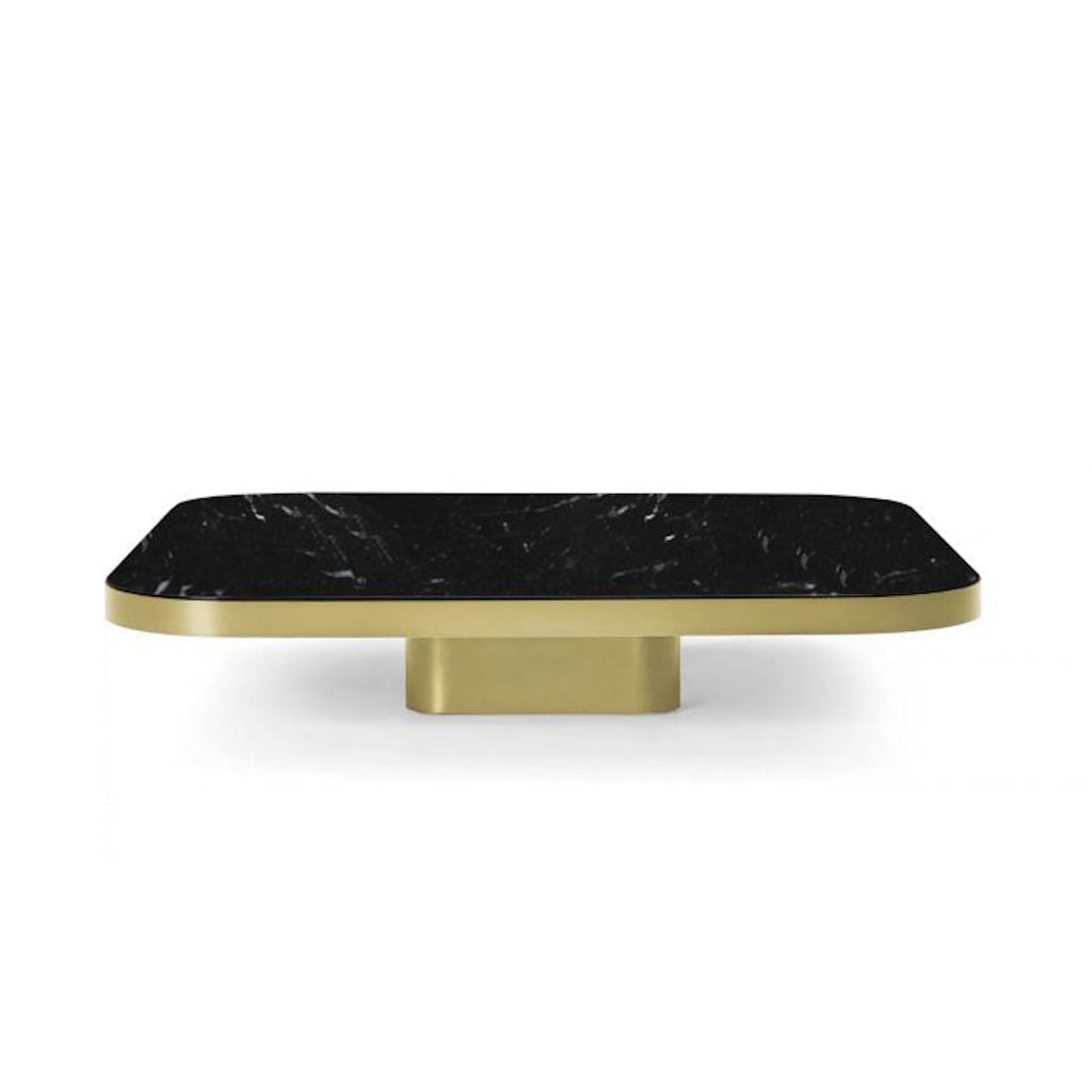 Bow Coffee Table No. 4 in brass with Nero Marquina marble top