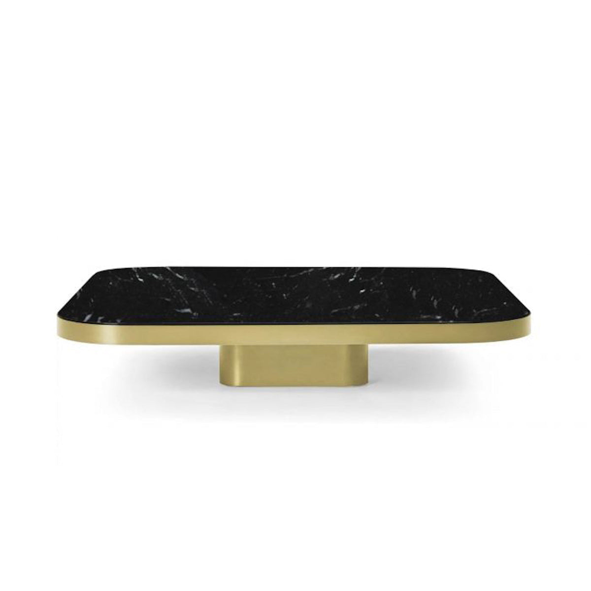 Bow Coffee Table No. 4 in brass with Nero Marquina marble top