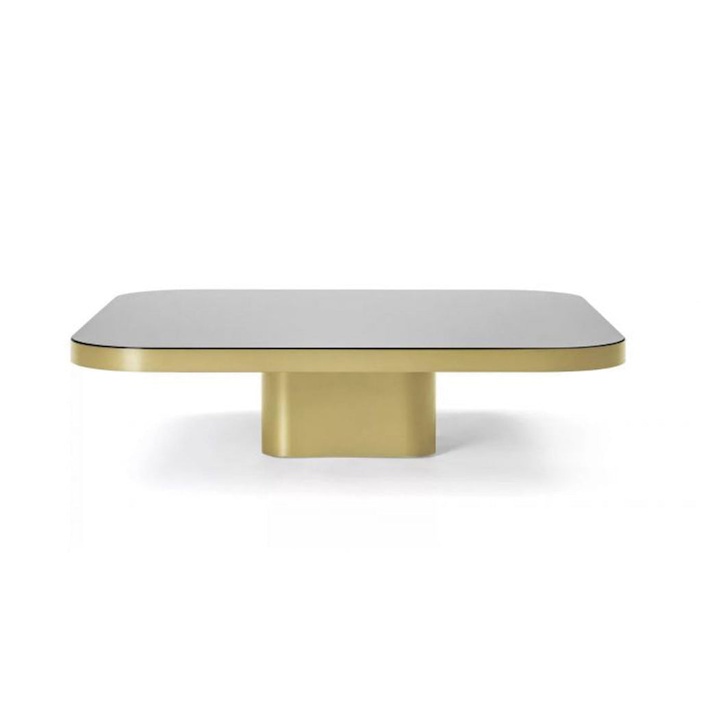 Bow Coffee Table No. 5 in brass with black lacquered glass top