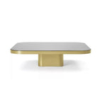 Bow Coffee Table No. 5 in brass with black lacquered glass top