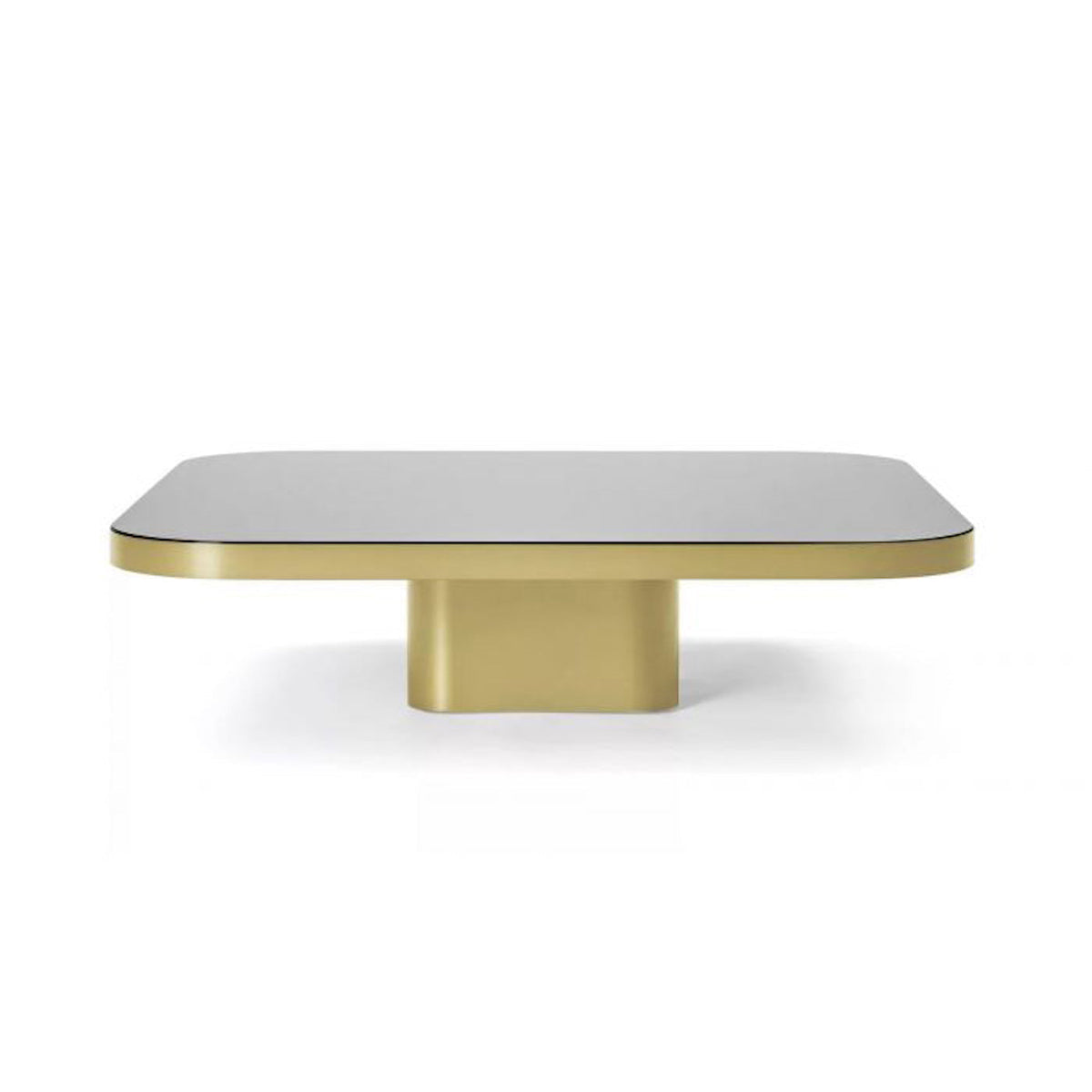Bow Coffee Table No. 5 in brass with black lacquered glass top