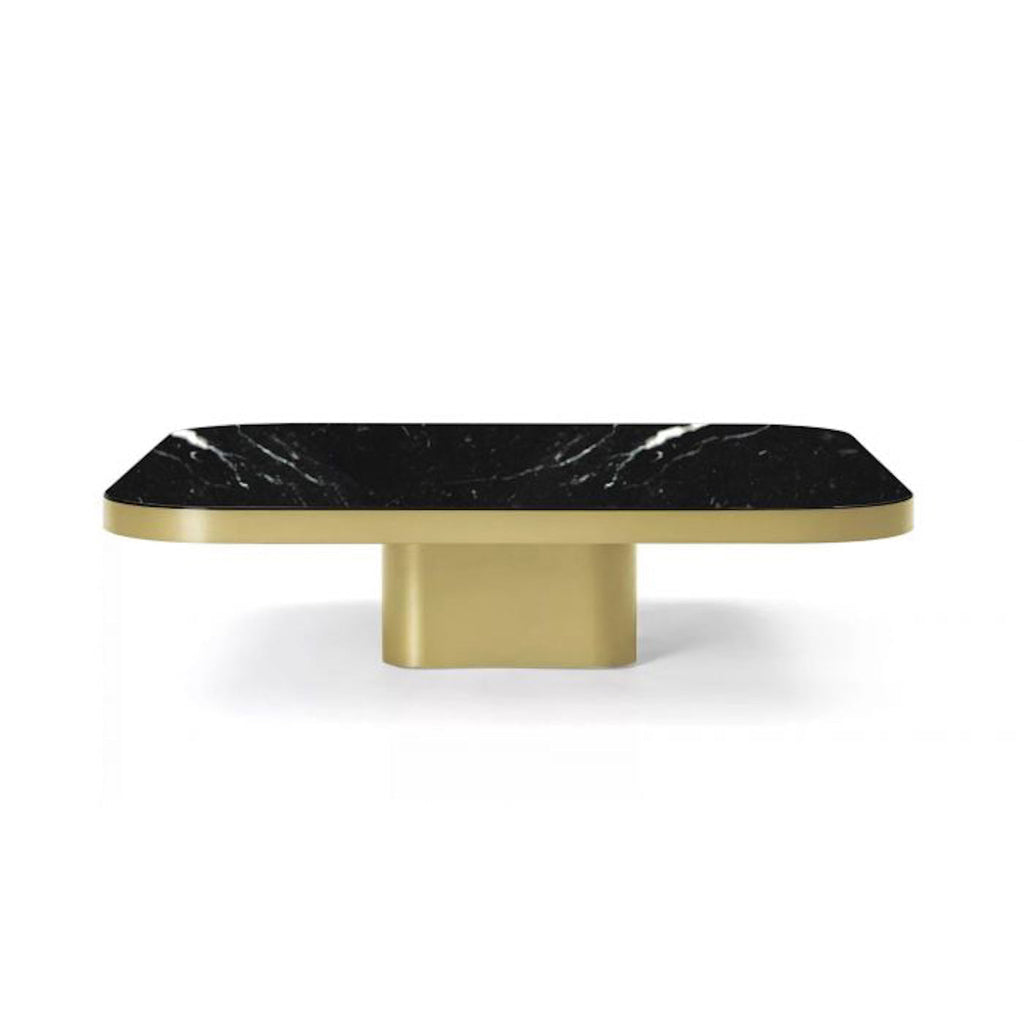 Bow Coffee Table No. 5 in brass with Nero Marquina marble top