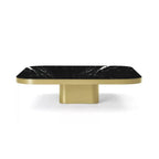 Bow Coffee Table No. 5 in brass with Nero Marquina marble top