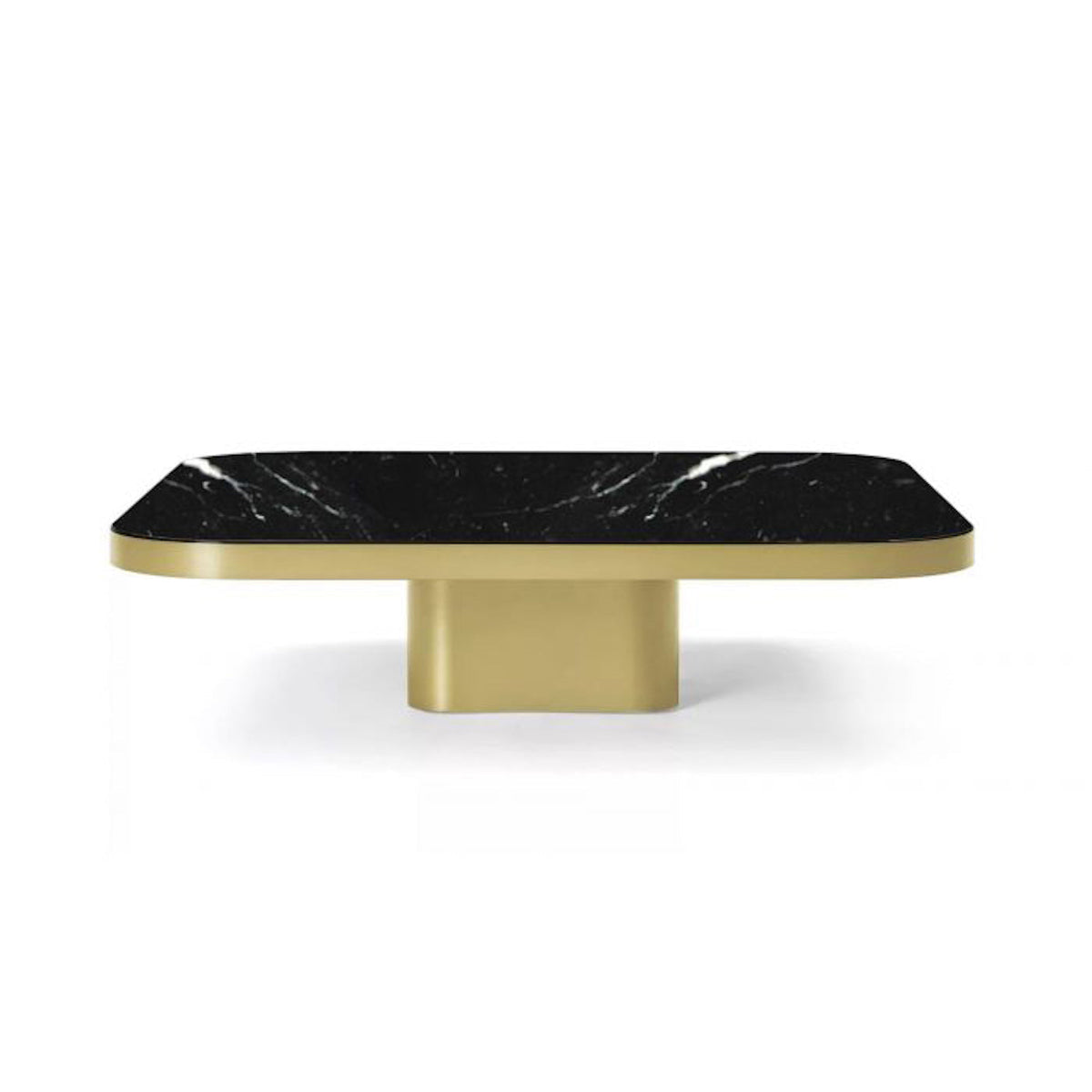 Bow Coffee Table No. 5 in brass with Nero Marquina marble top