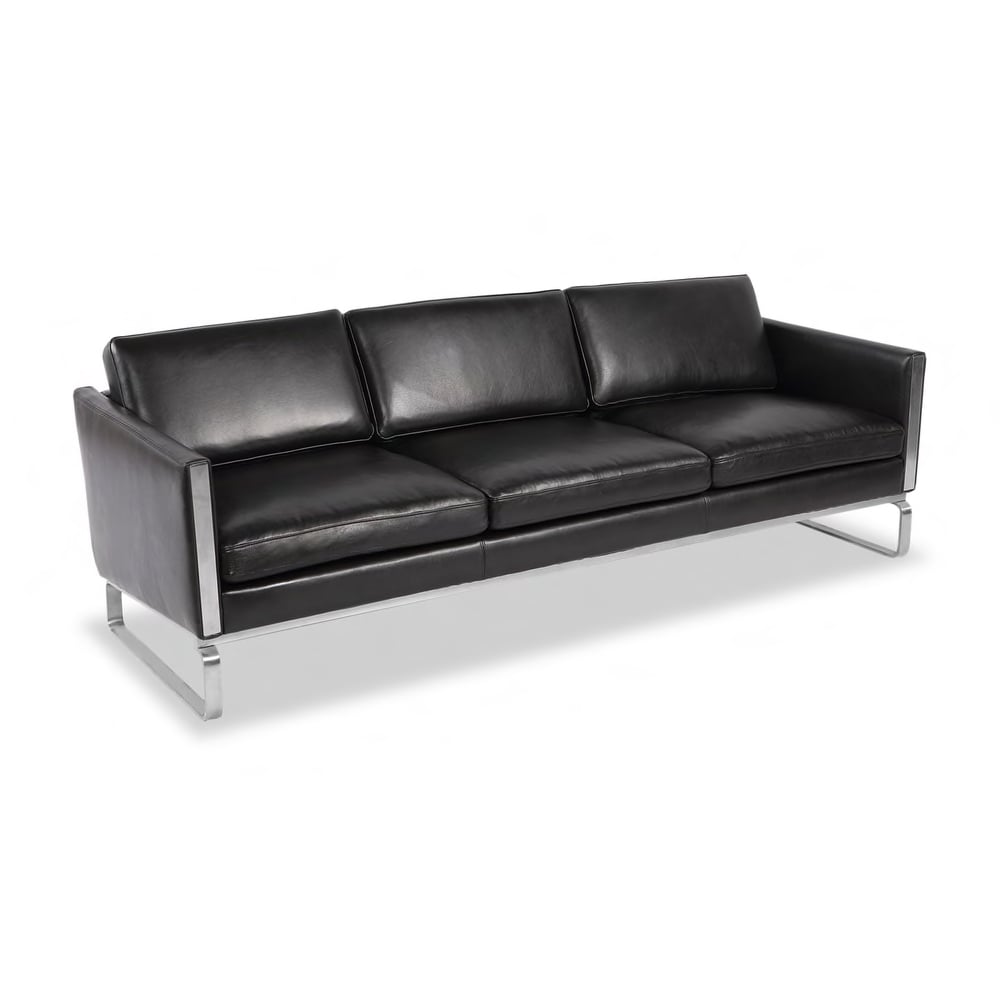 CH103 Sofa - angle view showing the exposed wooden frame