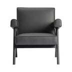 Capitol Armchair Black Leather - Pierre Jeanneret Inspired | Nue Modern 