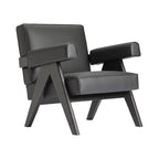 Capitol Armchair Black Leather - Pierre Jeanneret Inspired Replica | Nue Modern 