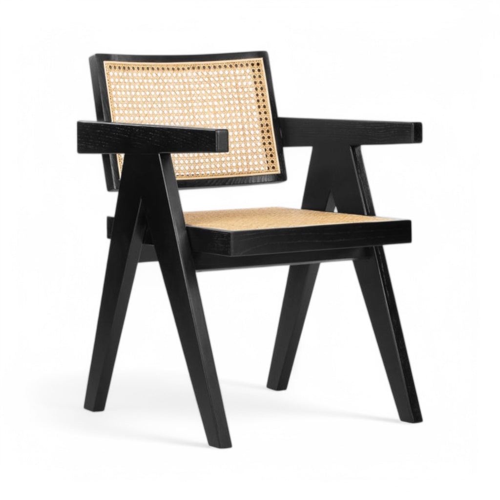 Capitol Dining Armchair in black - Pierre Jeanneret-inspired Chandigarh armchair