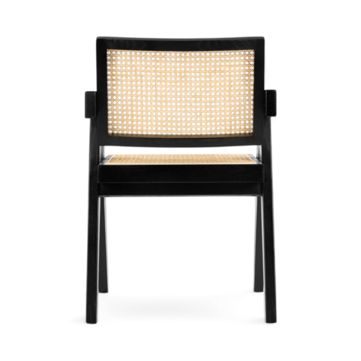 Capitol Dining Armchair in black - back view of the cane backrest
