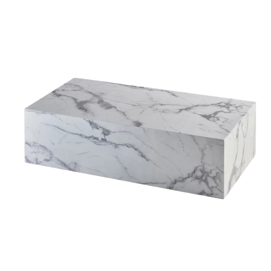 Carrara marble plinth coffee table 