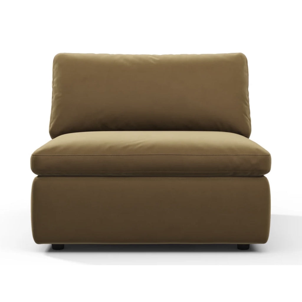 Cloud Armless Module in Brown Velvet - Front View | Nue Modern