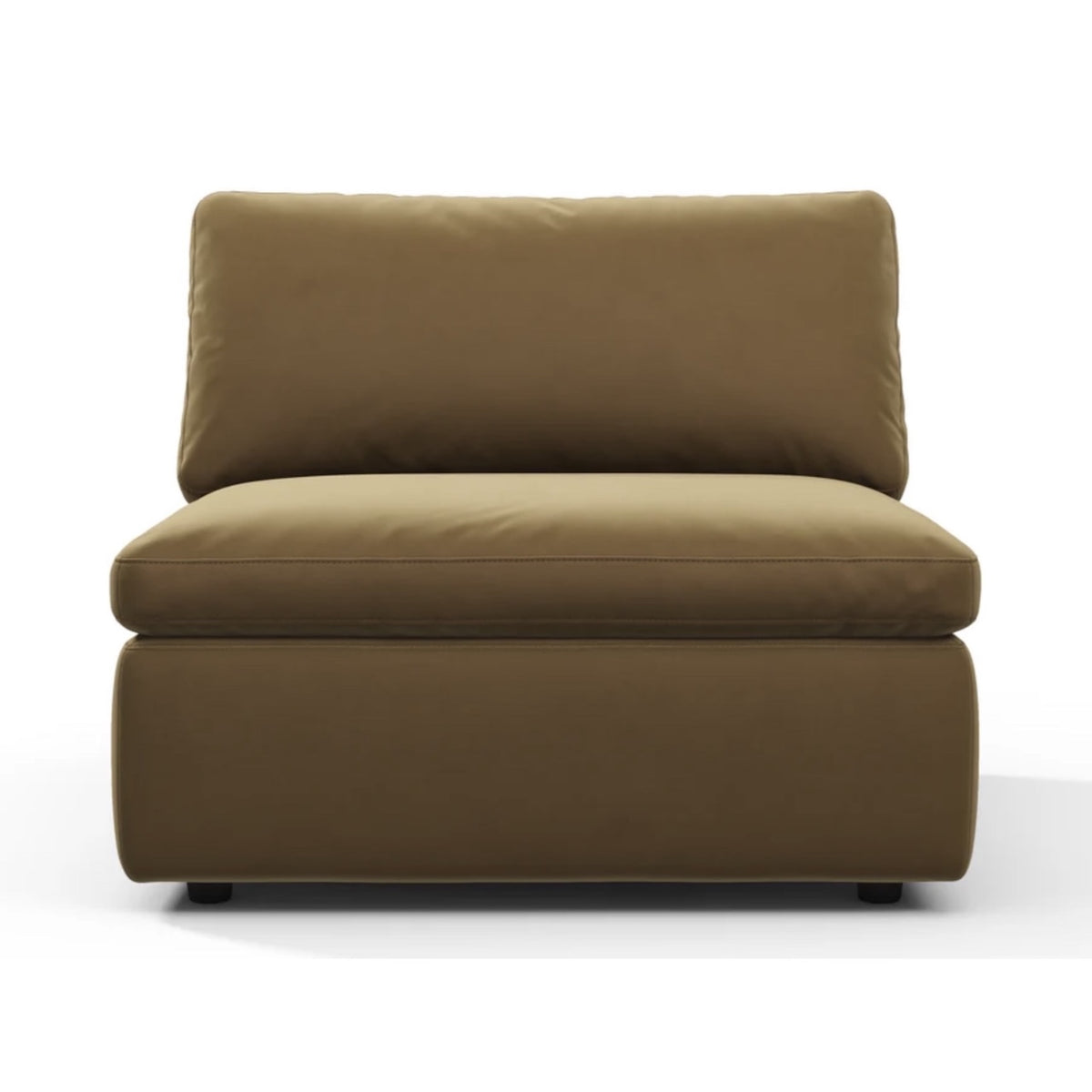 Cloud Armless Module in Brown Velvet - Front View | Nue Modern