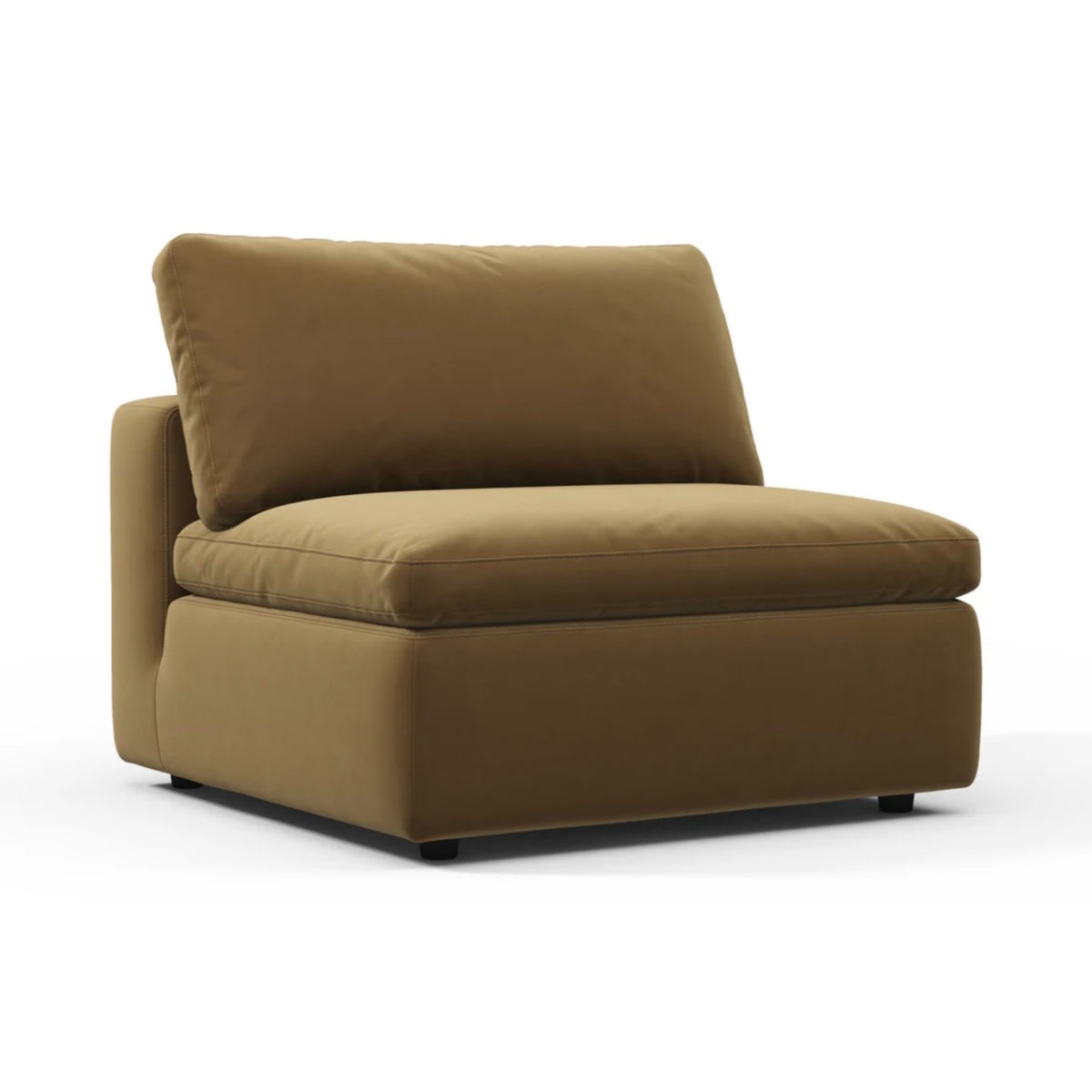 Cloud Armless Module in Brown Velvet - Angle View | Nue Modern