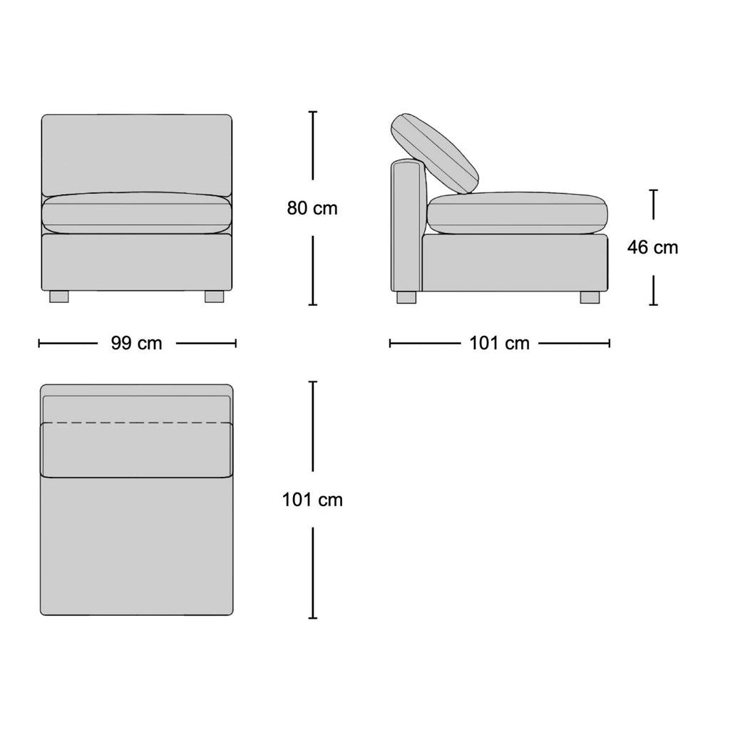 Cloud Armless Module Dimensions | Nue Modern