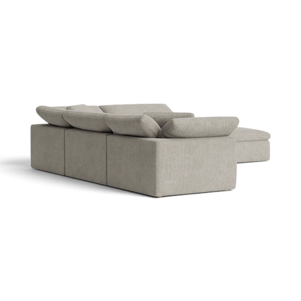 Cloud Modular Corner Sofa in a taupe linen upholstery - Back Angle View | Nue Modern  
