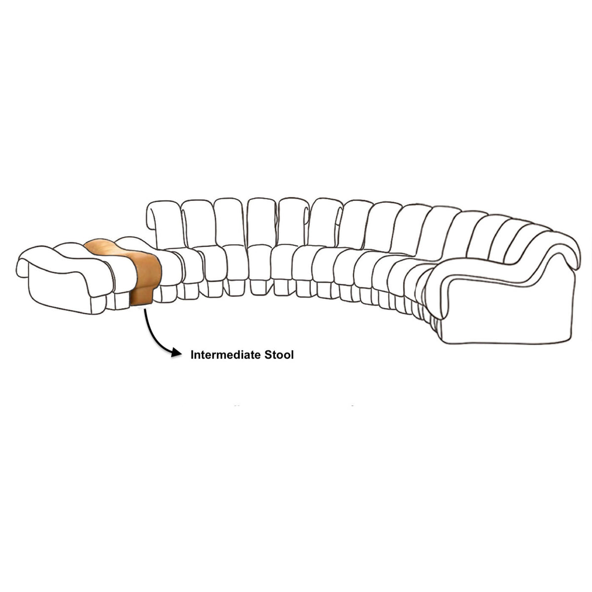 Line Drawing showing placement of the DS-600 Stool Intermediate Element | Nue Modern