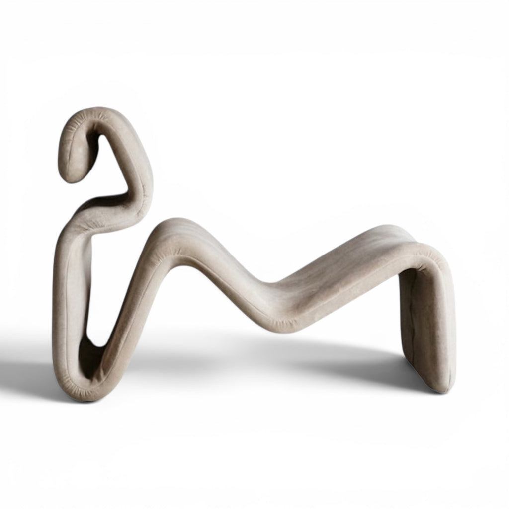 Etcetera Lounge Chair in ivory - side view of the flowing curve