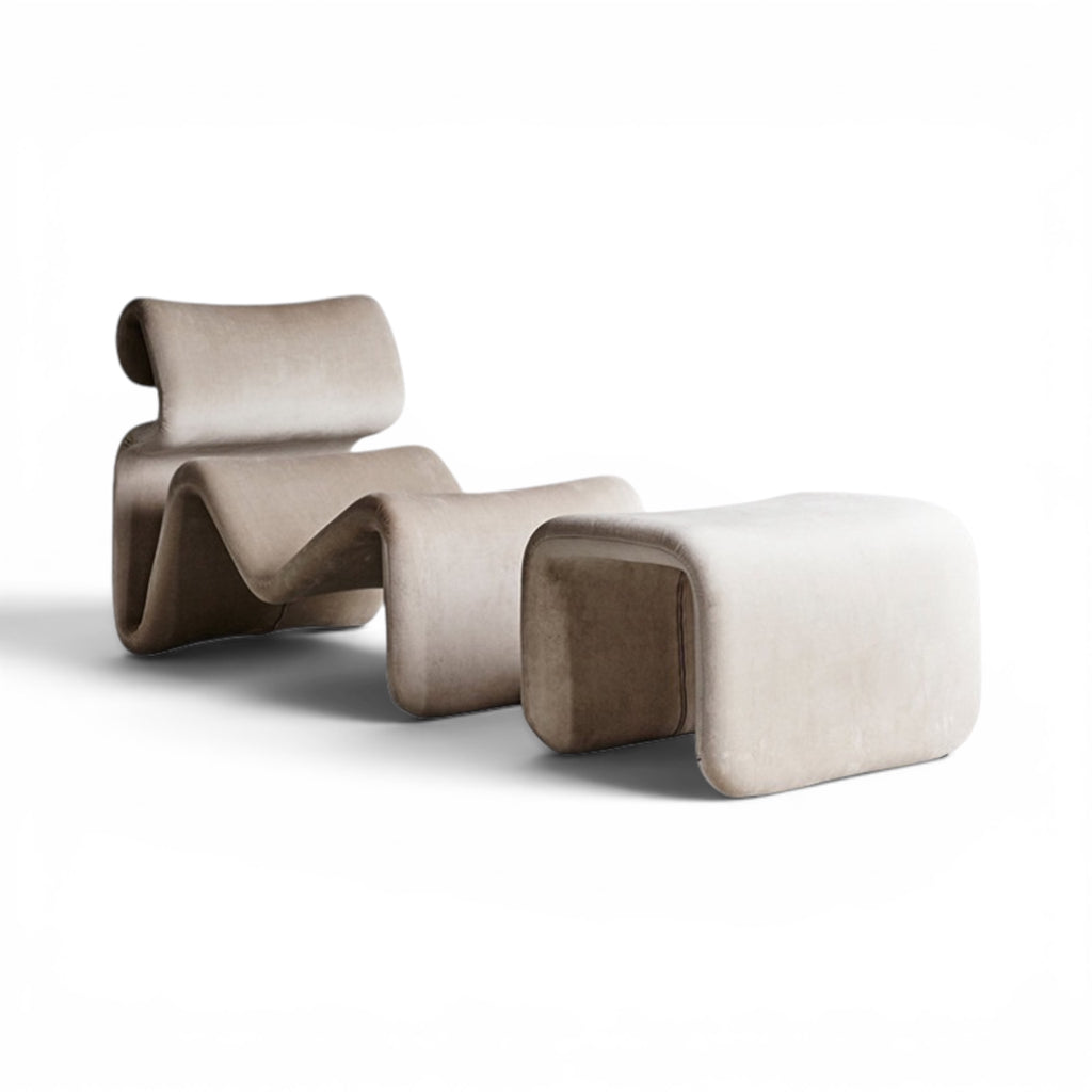 Etcetera Lounge Chair and Ottoman in ivory - Jan Ekselius-inspired