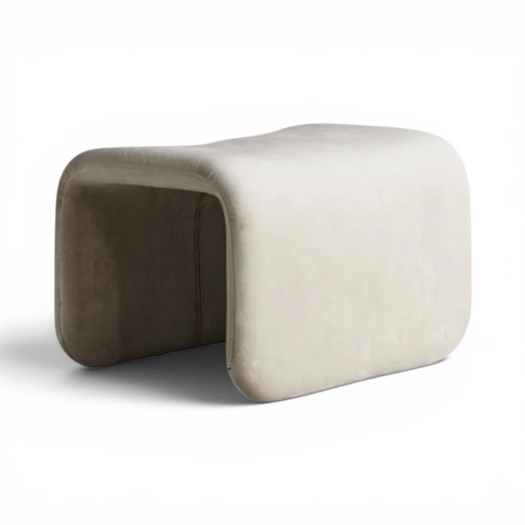 Etcetera Ottoman in ivory - angle view