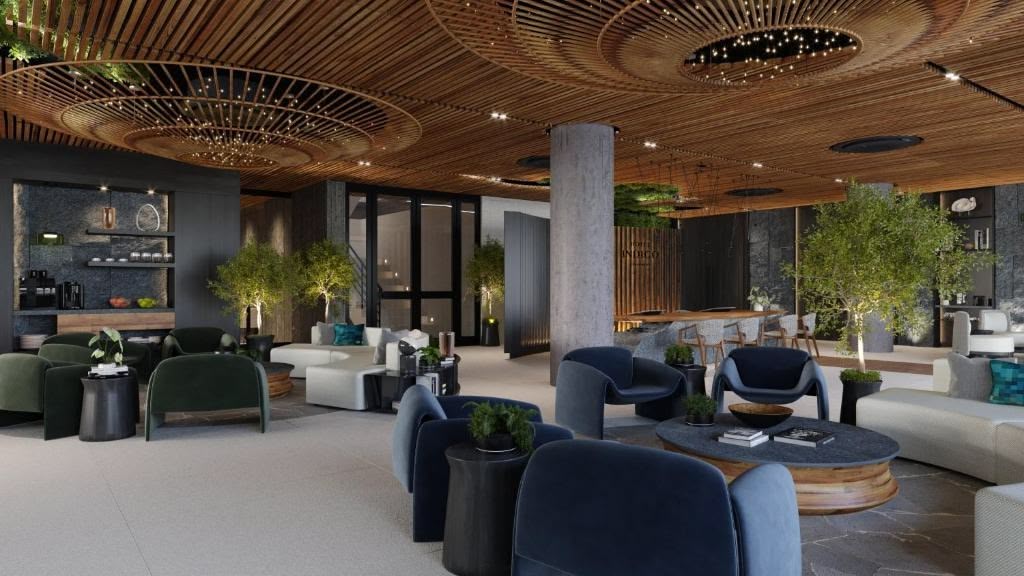 Hotel Lobby of the Indigo Galapagos Hotel where our chairs are on display | Nue Modern