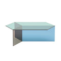 Isom Oblong Coffee Table in multi-colour glass with angled glass supports