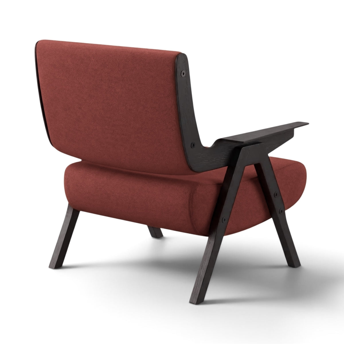 Gianfranco Frattini Inspired Lina Armchair in red velvet - back angle view | Nue Modern