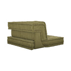 An olive green corduroy Mahjong corner module with a low back and thick padded sides, shown on a plain white background.