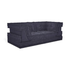 Mahjong 2-Seater Sofa in dark navy - three-quarter view of the tufted cushions