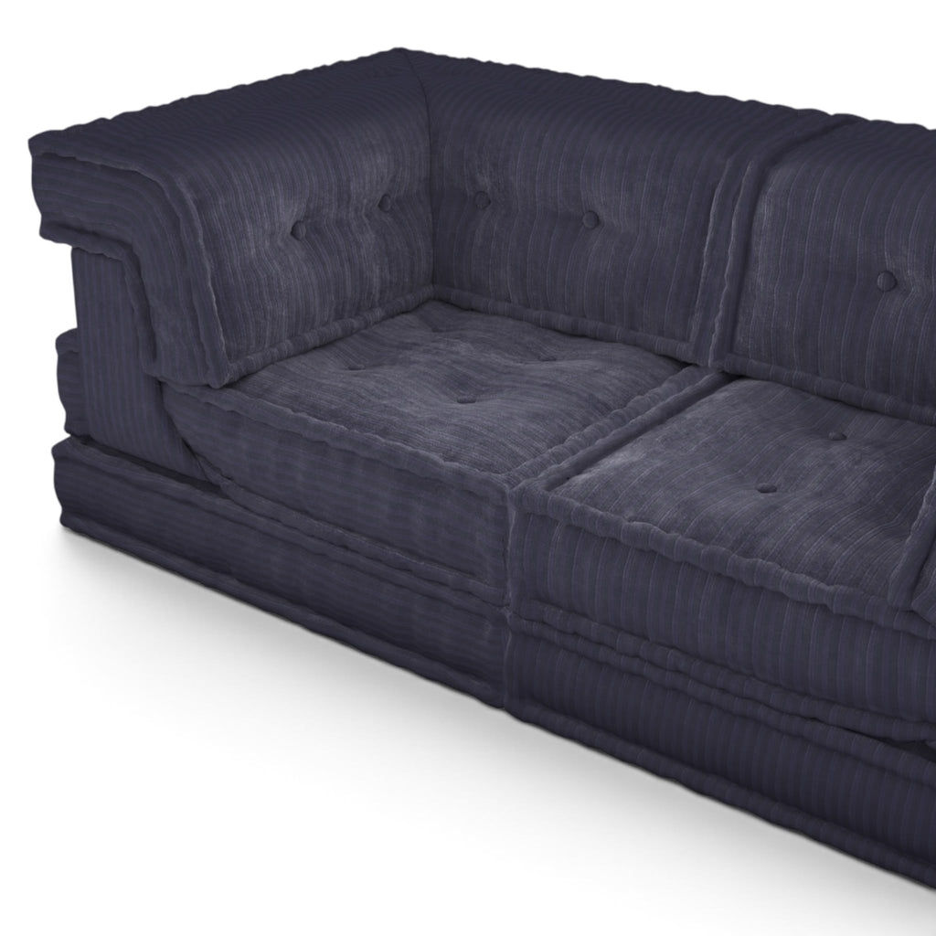 Mahjong 2-Seater Sofa in dark navy corduroy - button-tufted detail