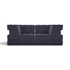 Mahjong 2-Seater Sofa in dark navy ribbed fabric - front view