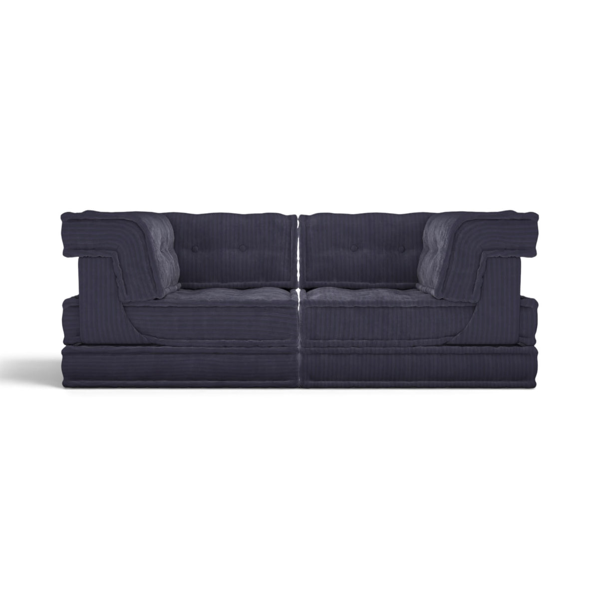 Mahjong 2-Seater Sofa in dark navy ribbed fabric - front view